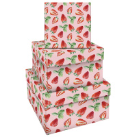 Набор квадратных коробок 3в1, MESHU 'Strawberry', (19,5*19,5*11-15,5*15,5*9см)