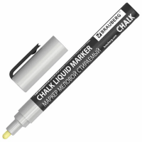 Маркер меловой CHALK LIQUID MARKER, СЕРЕБРИСТЫЙ, 3 мм, стираемый, BRAUBERG 'CHALK', 152593