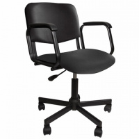 Кресло офисное КР08 иск. кожа, черная, крестовина пластик