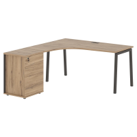 Стол эргономичный с тумбой ELCET 1518(L) Дуб Денвер светлый/Мокко 1560х1880х750 EDIS