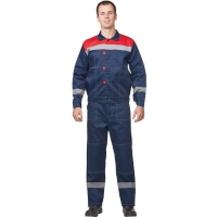 Костюм рабочий летний мужской (р.44-46) 170-176, сине-красный, брючный, с СОП, л20