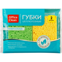 Губки бытовые OfficeClean,  целлюлозные (губчатые), для посуды и уборки, 9,5*6,5*2см, 2шт.