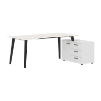 Стол руководителя с тумбой JCT 1813(R) Ясень белый/Антрацит 1800х1300х750 JAY