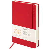 Ежедневник датированный 2023 А5 138x213 мм BRAUBERG 'Flap', красный, 114150