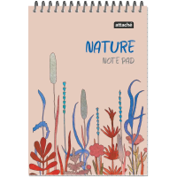 Блокнот Attache Nature Beige flowers, А5, 60 листов, в клетку, на спирали
