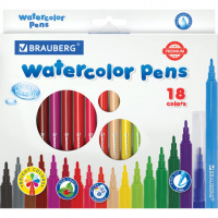 Фломастеры для рисования Brauberg Premium ультрасмываемые 18 цветов, классические, вентилируемый кол