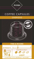 RIOBA Кофе в капсулах Cremoso для кофемашин Nespresso 10шт, 52г