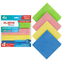 Салфетка хозяйственная Laima ulti Pack Pro Colour 40х40см, микрфоибра, 4шт/уп