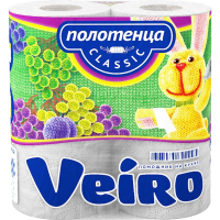 Бумажные полотенца Veiro Classic белые, 2 слоя, 2 рулона, 12,5м