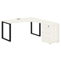 Стол эргономичный с тумбой EQCET 1518(R) Ясень Траун/Черный 1560х1880х750 EDIS