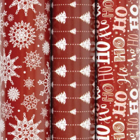 Бумага упаковочная новогодняя НАБОР 3 шт., 'Red Collection', 70х100 см, 3 дизайна, ЗОЛОТАЯ СКАЗКА, 5