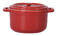 Кастрюля для запекания с крышкой красная 480мл, 15.5 х 12 х 7см
