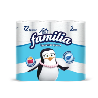 Туалетная бумага Familia Классик белая, 2 слоя,  15м, 12 рулонов