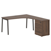 Стол эргономичный с тумбой ELCET 1518(R) Дуб Денвер тёмный/Мокко 1560х1880х750 EDIS