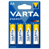 Батарейки алкалиновые 'пальчиковые' КОМПЛЕКТ 4 шт., VARTA ENERGY, АА (LR6, 24А), блистер, 4106229414