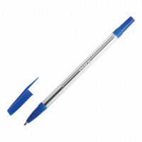 Ручка шариковая STAFF 'Basic BP-03', СИНЯЯ, корпус прозрачный, узел 1 мм, линия письма 0,5 мм, 14374