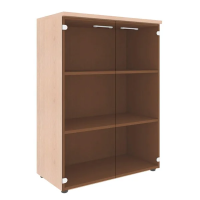 Шкаф средний Skyland Xten XMC 85.2, бук тиара, 856х432х1190мм, со стеклянными дверьми, с топом