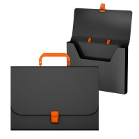 Портфель ErichKrause Matt Accent , А4, пластик, черный с оранжевой ручкой и замком