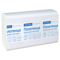 Полотенца бумажные лист. OfficeClean Professional(Z-сл) (H2), 1-слойные, 190л/пач., 22,5*20,5 см, ти