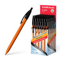 Ручка шариковая автоматическая Erich Krause R-301 Orange Matic черная, 0.7мм