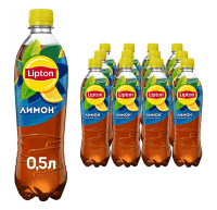 Холодный чай Lipton черный со вкусом лимона, 500мл x 12 шт