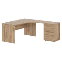 Стол эргономичный с тумбой EDCET 1518(R) Дуб Денвер светлый/Белый 1560х1880х750 EDIS