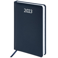 Ежедневник датированный 2023 А5 138x213 мм BRAUBERG 'Profile', балакрон, синий, 114045