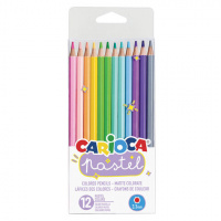 Карандаши цветные пастельные CARIOCA 'Pastel', 12 цветов, шестигранные, заточенные, ПВХ чехол, 43034