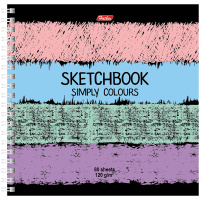 Скетчбук-тетрадь 80л., 170*170 Hatber 'Simply Colours', на гребне, 120г/м2, с твердой обложкой