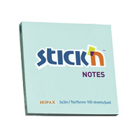 Блок для записей с клейким краем Stick'n голубой, пастельный, 76х76см, 100 листов