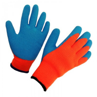 Перчатки защитные безразмерные 1 пара, синий/красный, акрил/латексное покрытие, для работы при низки
