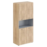 Шкаф высокий Skyland Dioni DHC 85.4, дуб каньон, 892х470х1950мм, с двумя комплектами глухих малых дверей и обвязкой