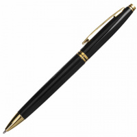 Шариковая ручка автоматическая Brauberg De luxe Black синяя, 1мм, черный корпус