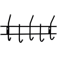 Вешалка настенная Sheffilton Стандарт, черная, 5 крючков, 280х600х110мм