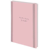 Ежедневник недатированный с резинкой А5 145х203 мм, BRAUBERG, твердый, 160 л., 'Minimal', розовый, 1