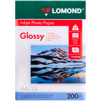 Фотобумага для струйных принтеров Lomond А4, 25 листов, 200г/м2, глянцевая, 102046