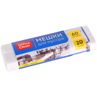 Мешки для мусора  60л OfficeClean ПНД, 58*68 см, 7мкм, 20шт., белые, в рулоне