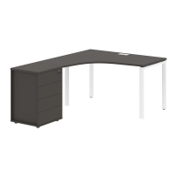 Стол эргономичный с тумбой EUCET 1318(L) Мокко/Белый 1360х1880х750 EDIS