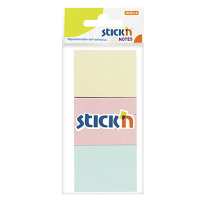 Блок для записей с клейким краем Stick'n 3 цвета, пастельный, 38x51мм, 3х100 листов