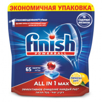 Таблетка для ПММ FINISH All in 1 Max Лимон 65 шт/уп
