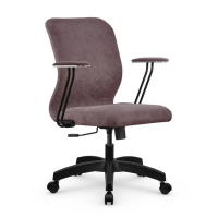 Кресло офисное Метта SU-Mr-4 Vivaldi, велюр, темно-роз., крестовина пластик, подлокотник велюр