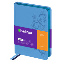Ежедневник датированный Berlingo Starlight S голубой, A6, 184 листа, под кожу, металлик срез, 2024