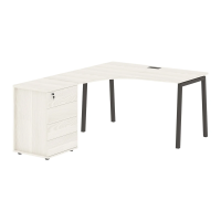 Стол эргономичный с тумбой ELCET 1318(L) Ясень Траун/Мокко 1360х1880х750 EDIS