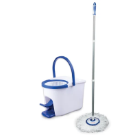 Набор для уборки Laima Дом и офис 5л, ведро с отжимом и педалью, с шваброй, бело-синий