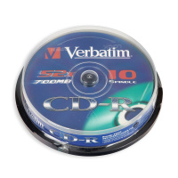 Диск CD-R Verbatim 700Mb, 52x, Cake Box, 10шт/уп