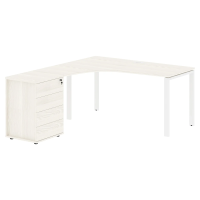 Стол эргономичный с тумбой EUCET 1518(L) Ясень Траун/Белый 1560х1880х750 EDIS