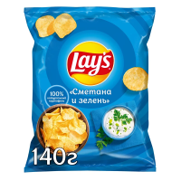 Чипсы Lay's сметана-зелень, 140г