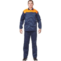 Костюм рабочий летний мужской (р.56-58) 158-164, сине-оранжевый, брючный, л16