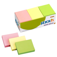 Блок для записей с клейким краем Stick'n 3 цвета, неон, 38x51мм, 100 листов