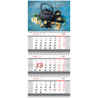 Календарь квартальный Officespace Mini Tea party, 3 блока, 3 гребня, с бегунком, 2023